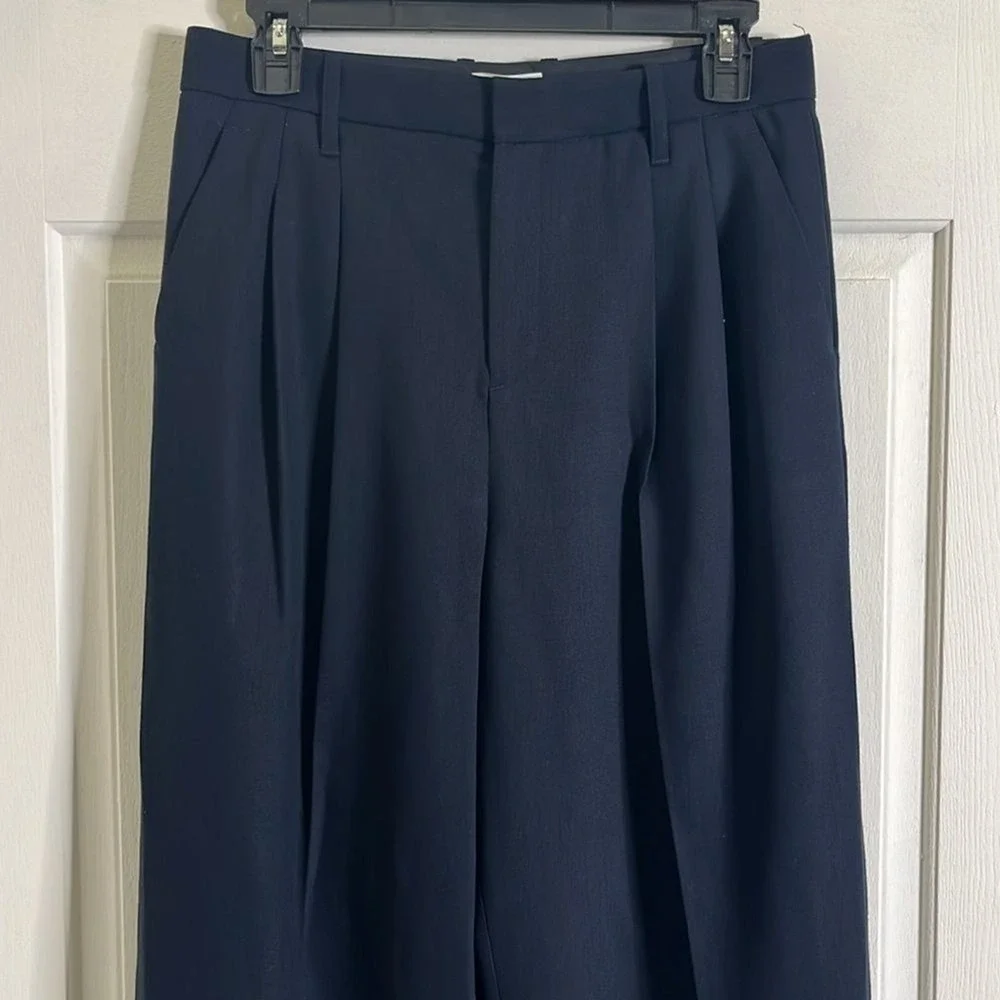 A.L.C. Charles Pants sz 0 Wide Leg High Rise‎ Minimalist Wool Blend Quiet Luxury